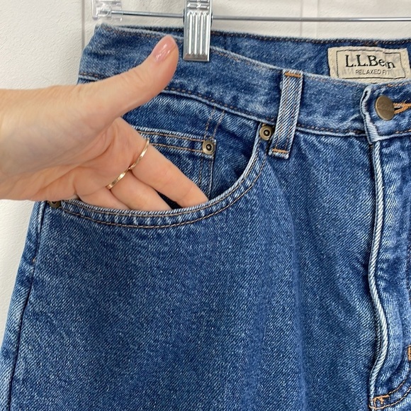 L. L. Bean Lined Relaxed Fit Straight Leg Jeans Women's Size 10 Cotton Warm - Picture 6 of 13